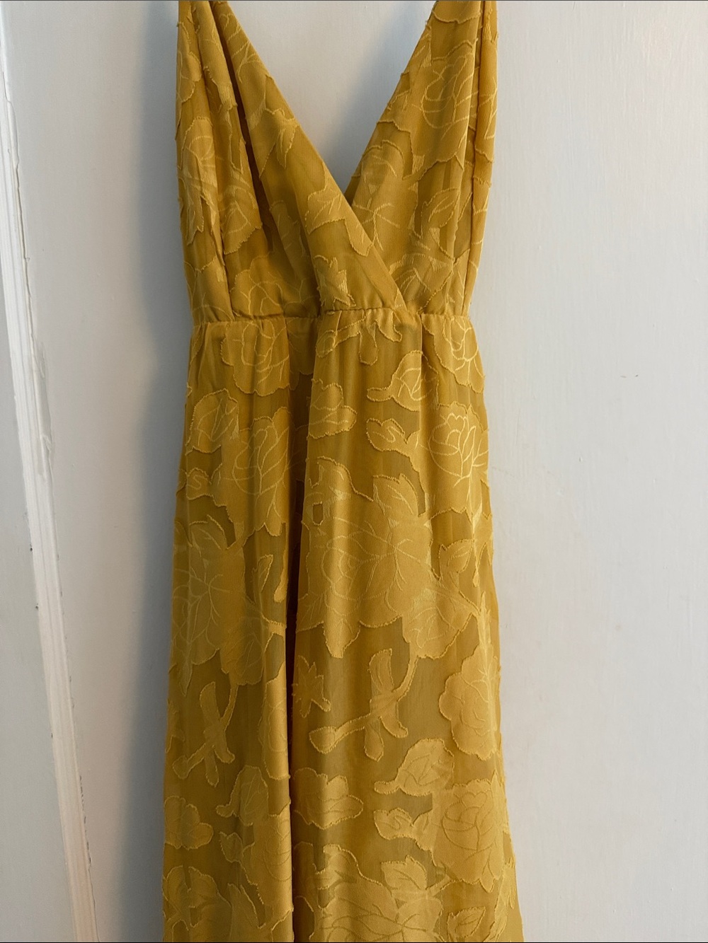Lulu’s Philosophy of Beauty Burnout Floral Midi Dress MEDIUM Mustard Yellow - Picture 3 of 6